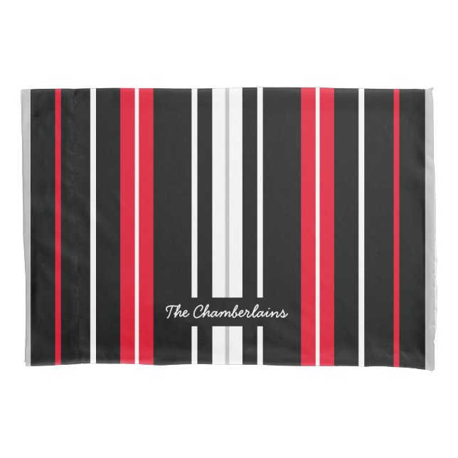Basic and Simple Red White and Black Pillow Case (Front)