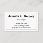 [ Thumbnail: Basic and Traditional Paralegal Business Card ]