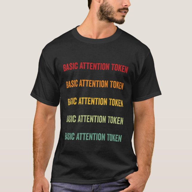 Basic Attention Token Crypto Rainbow Text Design T-Shirt (Front)