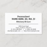 [ Thumbnail: Basic Attorney Business Card ]