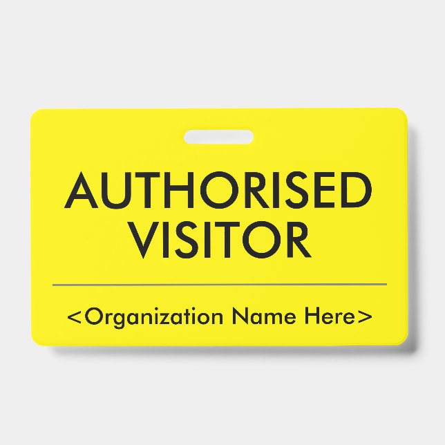 Basic "AUTHORISED VISITOR" Badge (Front)