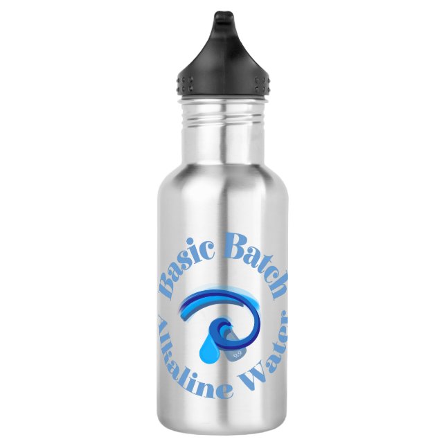 Basic Batch Alkaline Water graphic logo Stainless Steel Water Bottle (Right)