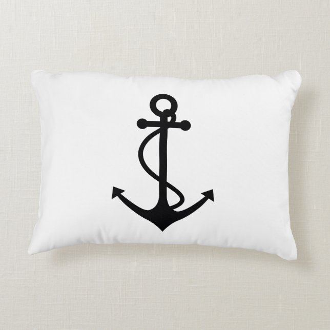 Basic Black Anchor Decorative Pillow (Back)