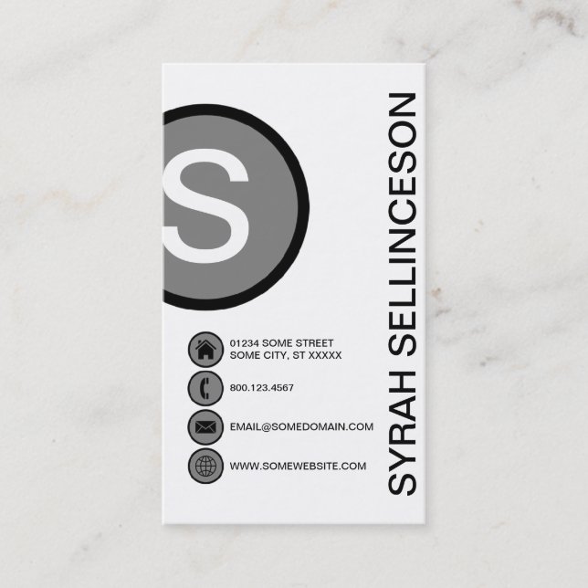 basic black and white bubbles business card (Front)