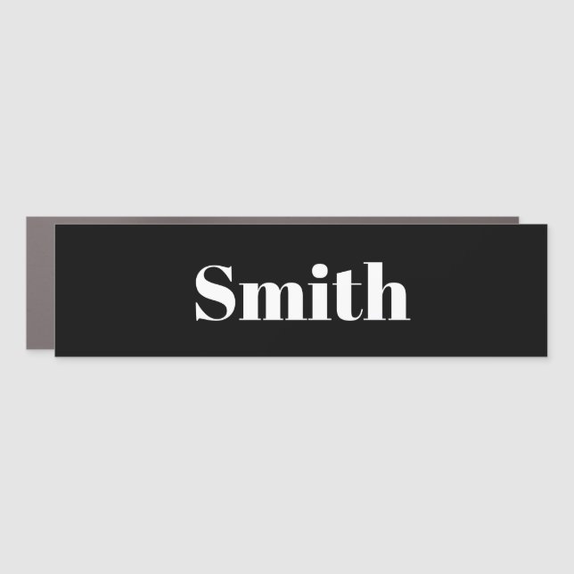 Basic Black and White Mailbox Nameplate Magnet (Front)