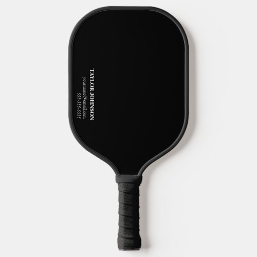 Basic Black and White Monogram Name  Info Pickleball Paddle