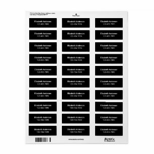 Basic Black and White Name and Phone Number Label