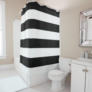 Basic Black and White Striped Shower Curtain