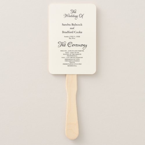 Basic Black and White Wedding Ceremony Program Han Hand Fan