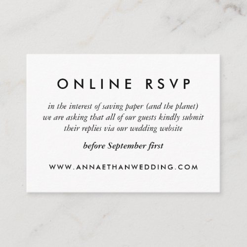 Basic Black and White Wedding Online RSVP Card