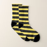 [ Thumbnail: Basic Black and Yellow Bee Color Stripes Socks ]
