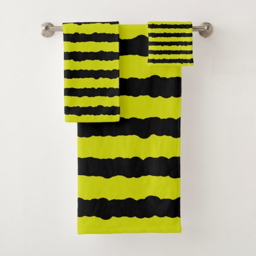 Basic Black and Yellow Bee_Like Stripes Towel Set