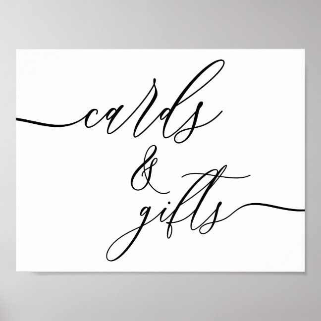 Basic Black Calligraphy Horizontal Cards And Gifts Poster