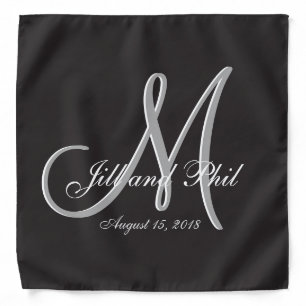 Basic Black Fabulous Wedding Monogram Great Value Bandana