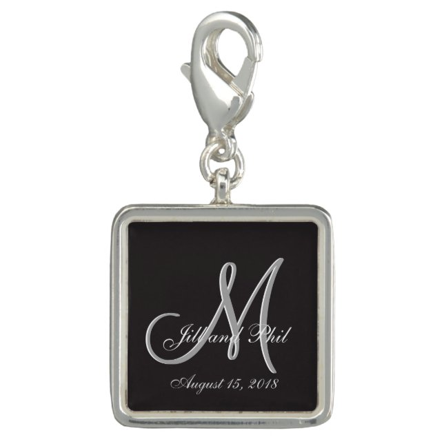 Basic Black Fabulous Wedding Monogram Great Value Charm (Front)