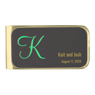 Basic Black Fabulous Wedding Monogram Great Value Gold Finish Money Clip