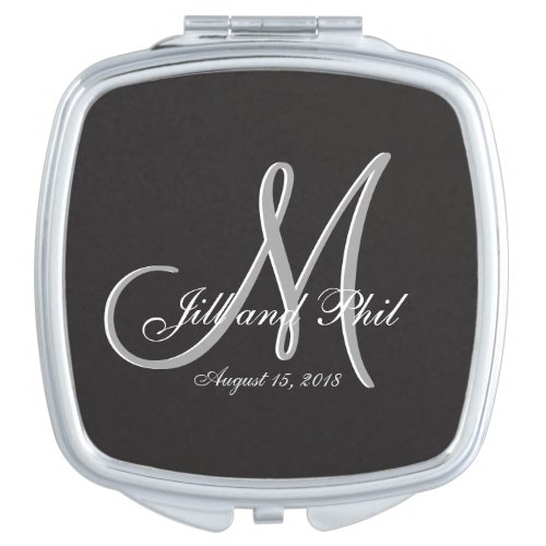 Basic Black Fabulous Wedding Monogram Great Value Mirror For Makeup