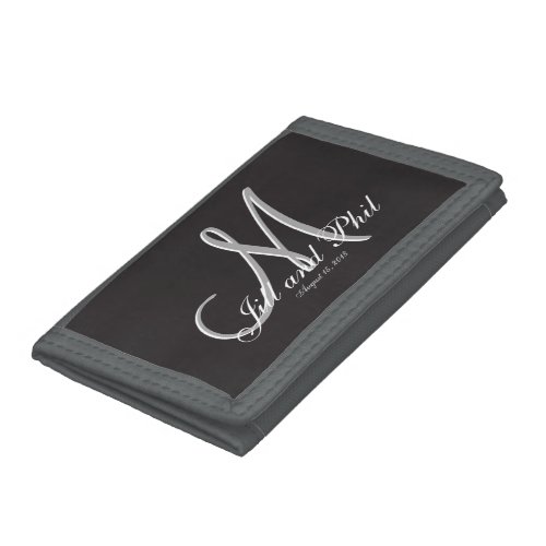 Basic Black Fabulous Wedding Monogram Great Value Trifold Wallet