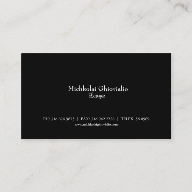 Basic Black Lawyer/Attorney Business Card (Front)