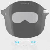 Basic Black Mask with Eye Opening and Name (Front w/Glasses)