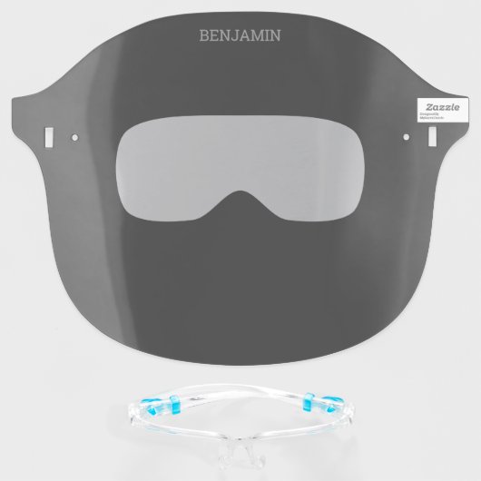 Basic Black Mask with Eye Opening and Name (Front w/Glasses)