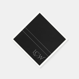 Basic Black Monogram Paper Napkins