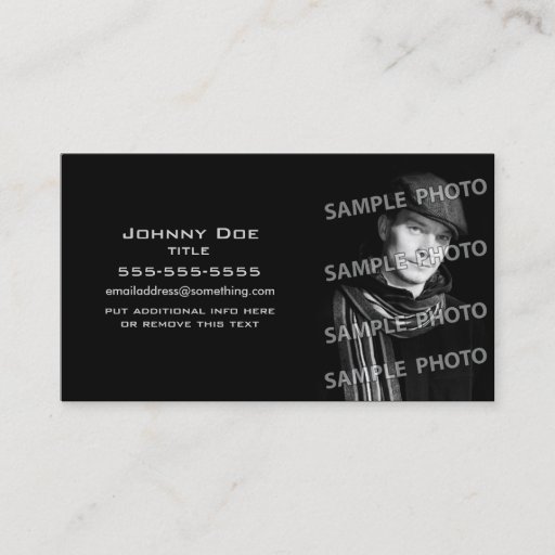Customizable Basic Black Photo Template Business Card