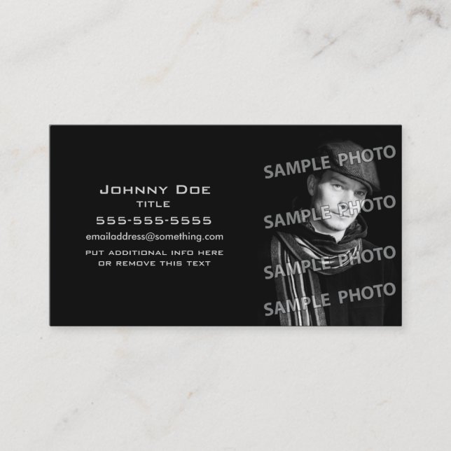 Basic Black Photo Template Business Card (Front)