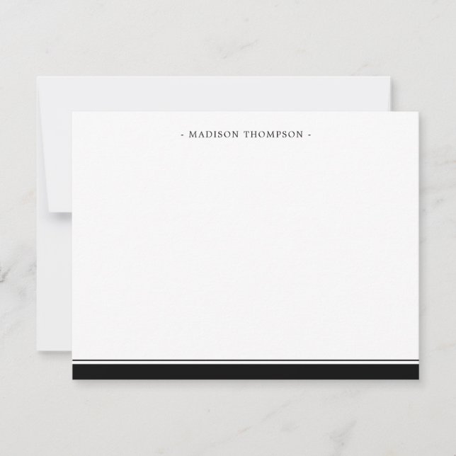 Basic Black Stripe Stationery Note Card (Front)