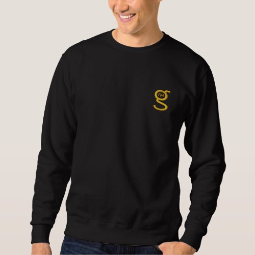 Basic Black Sweatshirt w Gold Embroidered Logo