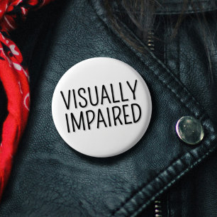 Basic Black White Lettering Visually Impaired Button