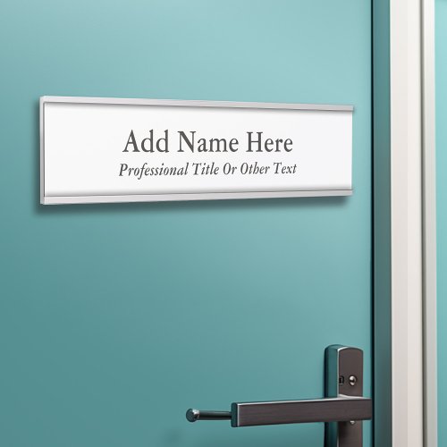 Basic Black White Name and Professional Title Door Sign