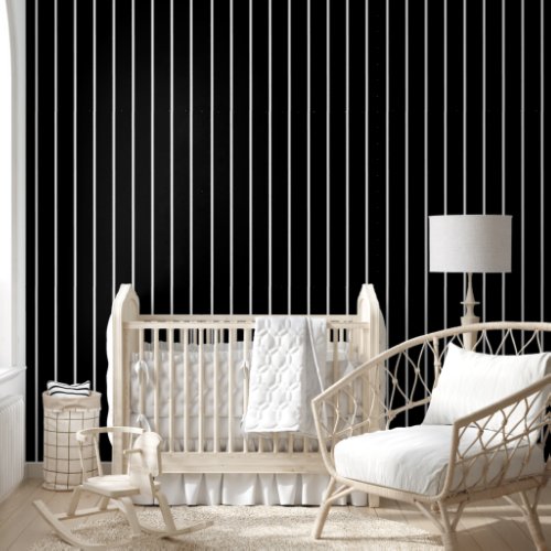 Basic Black White Pin Stripes Minimal Wallpaper