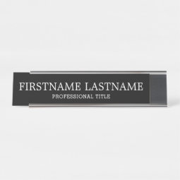 Basic Black White Traditional Name and Title Desk Name Plate | Zazzle