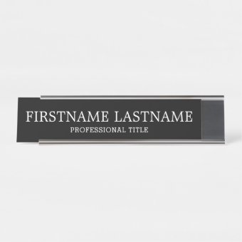 Basic Black White Traditional Name and Title Desk Name Plate | Zazzle