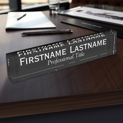 Basic Black with White Name and Professional Title Name Plate
