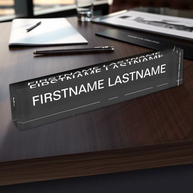 Basic Black with White Name Nameplate (Personalized Name Plate - Executive and Professional Designs)