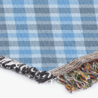 Basic Blue/Baby Blue Gingham Diagonal Plaid Throw Blanket