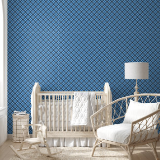 basic blue/baby blue gingham plaid wallpaper