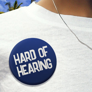 Basic Blue Fun Lettering Hard of Hearing Button