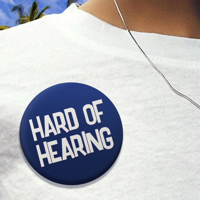 Basic Blue Fun Lettering Hard of Hearing Button (Basic Blue Fun Lettering Hard of Hearing Button)