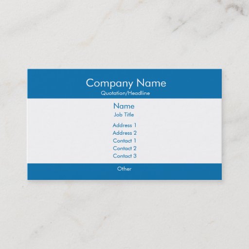 Customizable Basic Blue &amp; White Business Card