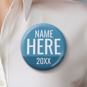 Basic Blue White Custom Campaign Design Button