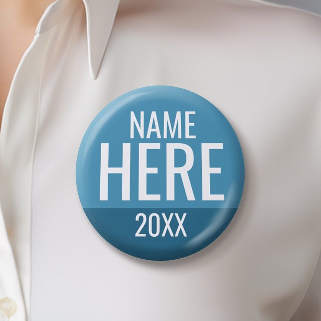 Basic Blue White Custom Campaign Design Button (Custom Campaign Buttons - Make Your Own Election Swag)