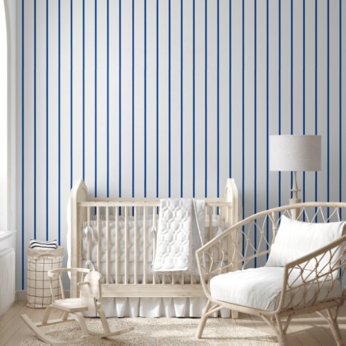 Basic Blue White Pin Stripes Minimal Wallpaper