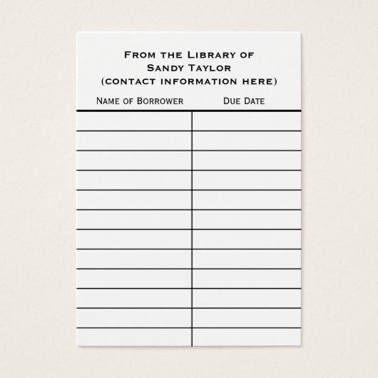 Basic Book Insert Card. (Front)