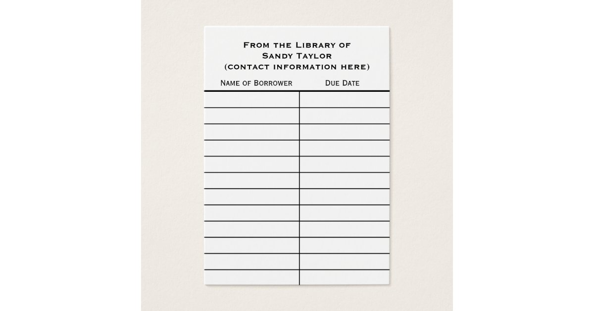 Book Insert Examples Basic Book Insert Card. | Zazzle