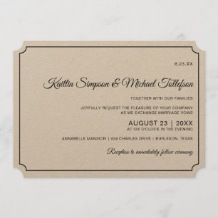 Basic Border Elegant Wedding Invitations (Kraft)