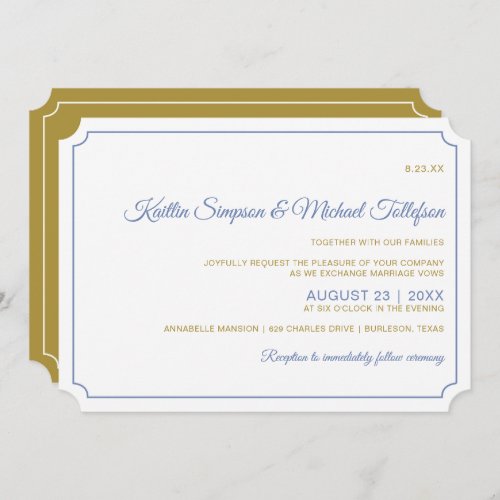 Basic Border Wedding Invitations_ Blue_Gray  Gold Invitation