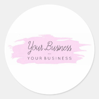 Basic Brush Custom Logo 1 Pink Classic Round Sticker